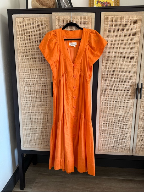 Anthropologie Dresses & Skirts - Anthropologie Bright Orange Button-Front Midi Dress